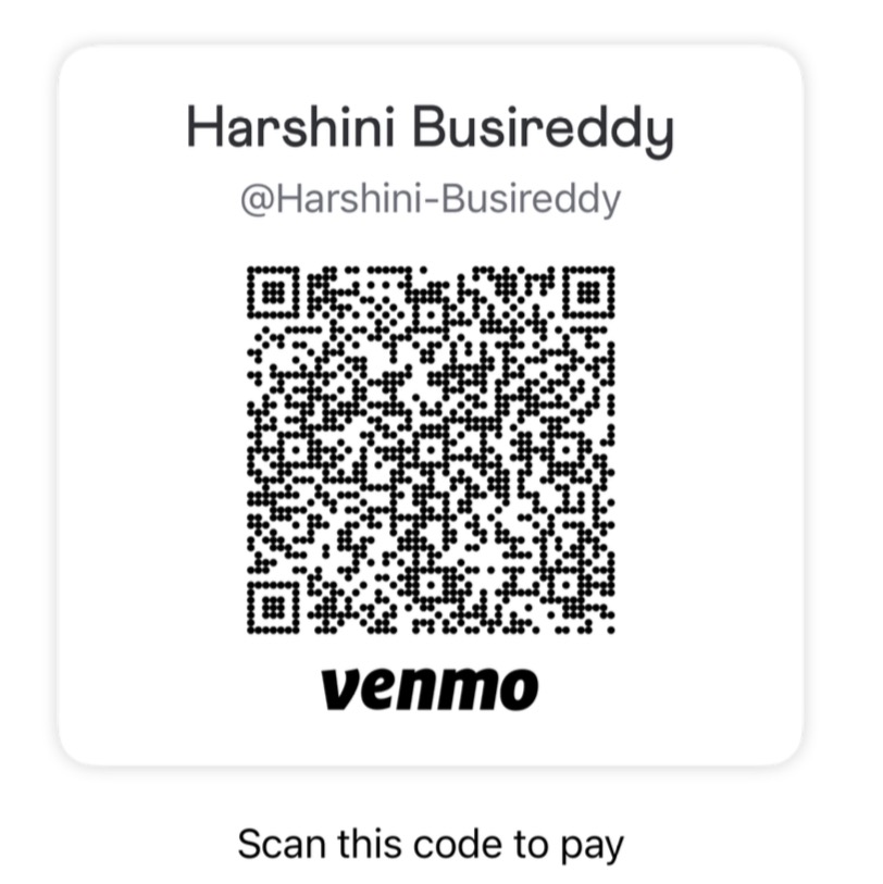 Venmo QR code for Harshini Busireddy